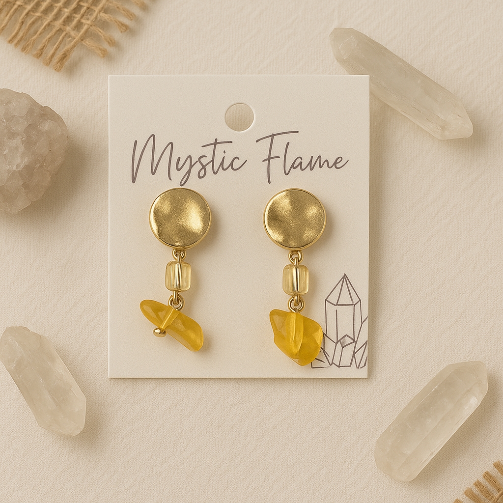 Mystic Flame Gold Tone Citrine Earrings